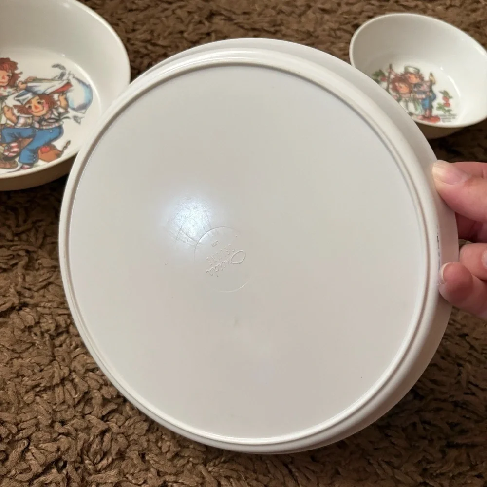Vintage 1969 Raggedy Ann & Andy Plate Set Oneida Deluxe Bowl Kids